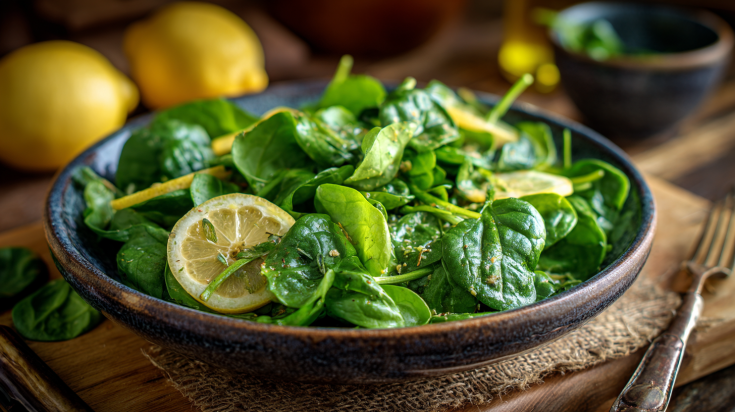 Friss spenótsaláta citromos öntettel